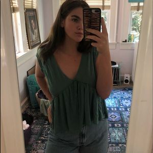 Free People Short Sleeve Greenish Blue top💚💙